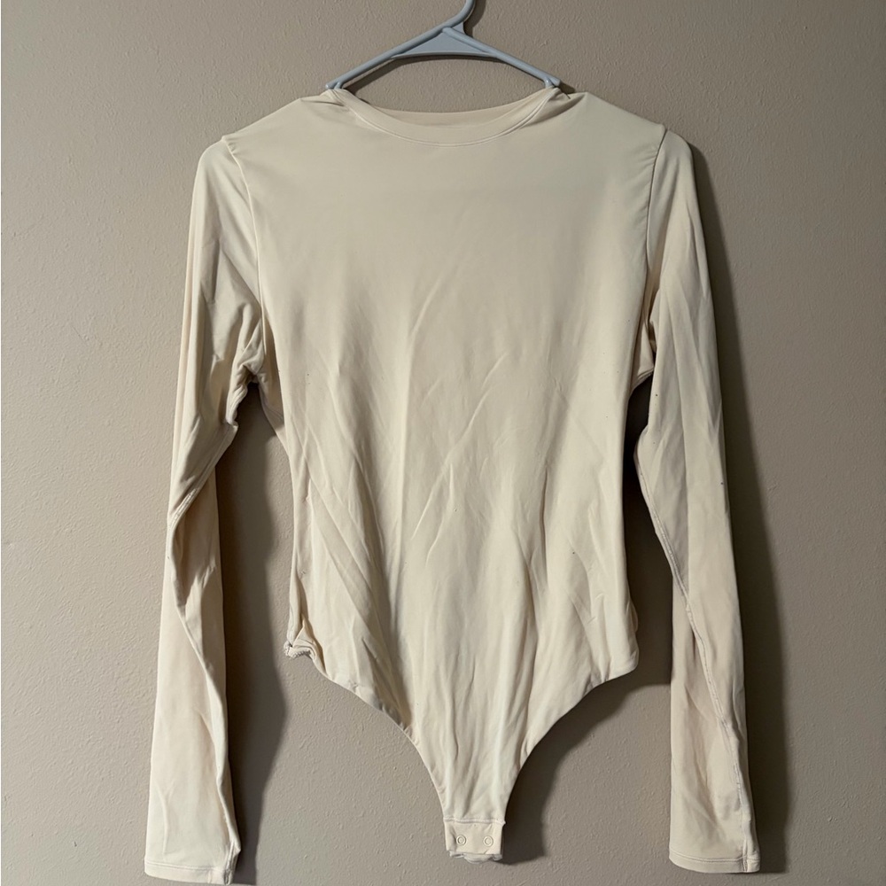 Skims Cream Long Sleeve Bodysuit